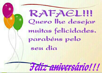 Mensagem aniversário com nome Rafael