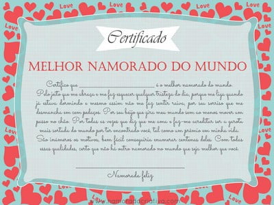 mensagem certificado melhor namorado do mundo