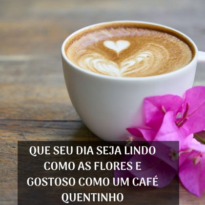 bom dia com flores e café